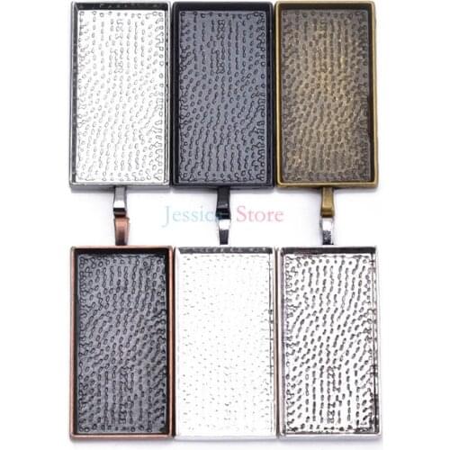 5Pcs Fit 24*48mm Glass Setting Cabochon Cameo Base Tray Bezel Pendant Blank For DIY Necklaces Jewelry Findings