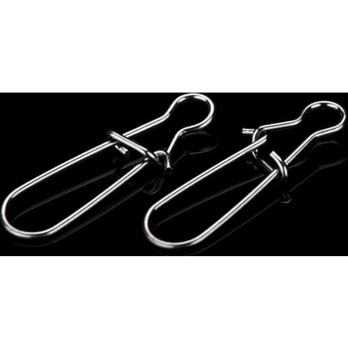 50pcs Stainless Steel Fishhook Fast Clip Lock Fishing Lure Snap Swivel Solid Rings Safety Snaps Fishing Bait Hook Line Connector