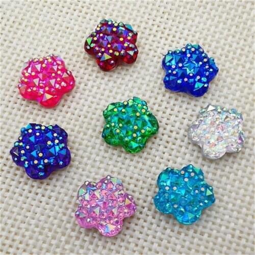 80PCS AB Resin 12mm flower Resin Flatback rhinestone scrapbook crafts