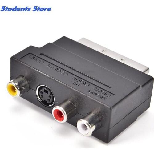 RGB Scart to 3 21 pin RCA S-Video Adapter Composite RCA SVHS S-Video AV TV Audio For Video DVD Recorder TV Television Projector