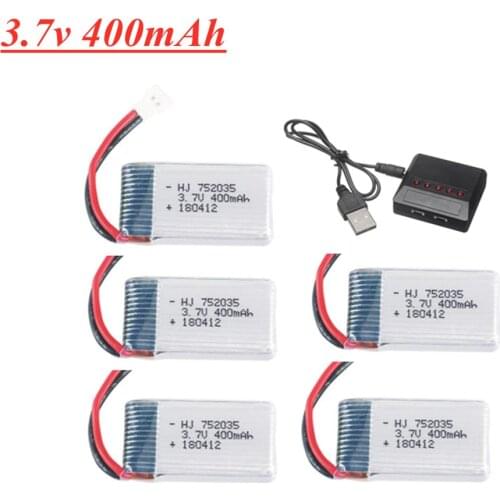 3.7V 400mAh 35C Lipo Battery for X4 H107 H31 KY101 E33C E33 U816A V252 H6C RC Quadcopter Drones Spare Part 752035