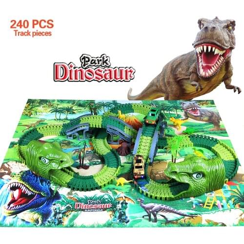 Children Racing Bend Rail Dinosaur Track Led Electronic Flash Light Magical Glowing Flexible Track Car Toys DIY Toy Kids Gift