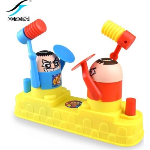 Two people practice funny battle robot toys parent-child interaction two-person fight hand-speed board game gift