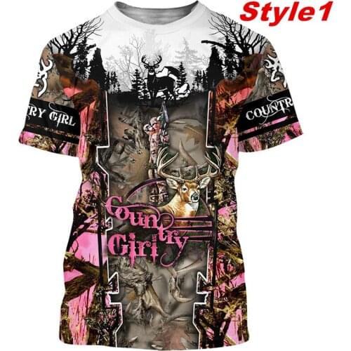 Animal wild deer Hunting Color 3D Printed t shirt for Men Women Harajuku Fashion Short sleeve vintage T-shirt summer essentials