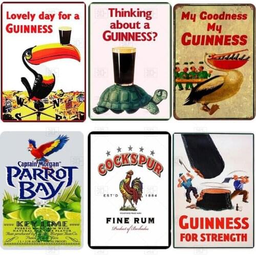 Guinness Plaque Vintage Metal Poster Cafe Tin Sign Bar Pub Decor Plates Wall Art Stickers Iron Poster Beer Advertising Signs
