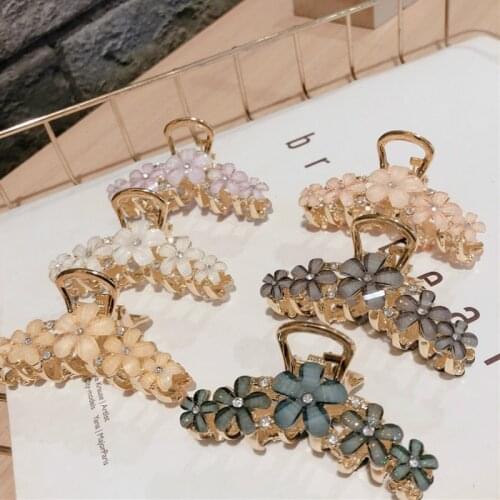 Crystal Floral Hair Claw for Women 2020 Fashion Hair Clips Girl Party Headdress