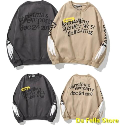 20FW Kanye West Hoodie Men Women Kardashian Jennifer West Christmas Party Hoodies Asian Size Cotton Inside Velvet Sweatshirts