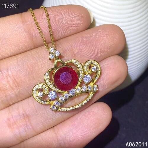 KJJEAXCMY Fine Jewelry Natural Ruby 925 Sterling Silver Exquisite Girl Gemstone Pendant Necklace Chain Support Test Hot Selling