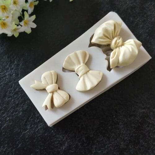 KLM-00121 New evening dress knot silicone mold Bow chocolate tool Cake lace decoration