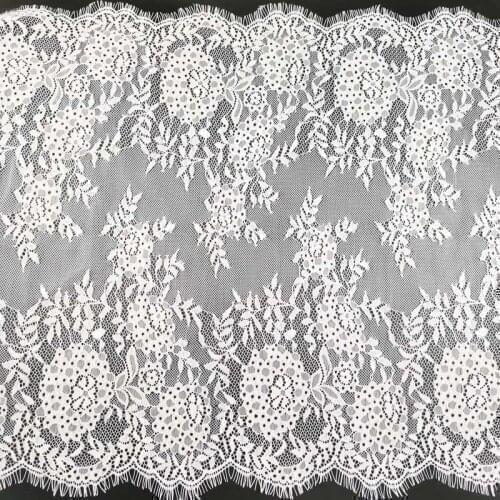 3 Meters/lot) 51cm White Black Eyelash Lace Fabric Voile Lace Trim Embroidered Wedding Dress Fabric Decoration