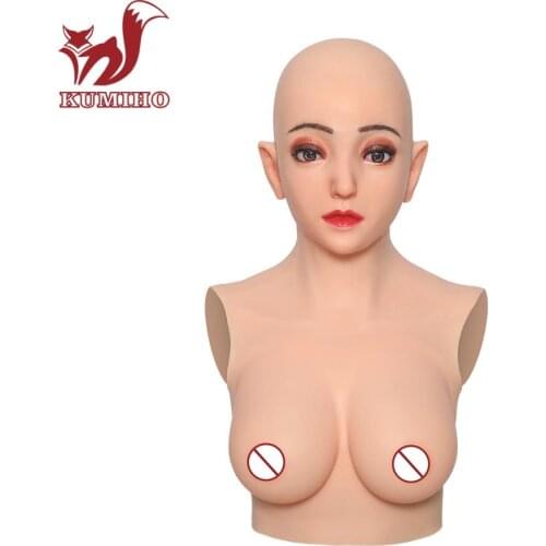 KUMIHO High quality handmade Japanese girl Emily Style fake boobs Lifelike breasts E cup Suitable for man with a large head