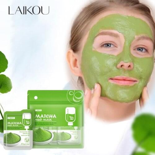 LAIKOU Matcha Green Clay Face Mask Anti wrinkle Night Oil Control Acne Shrink Pores Whitening Skin Blackhead Remover Skin Care