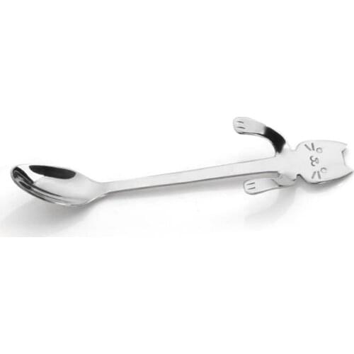 Cat Shape Tea Milk Spoon Practical Kawaii Cartoon Animal Stainless Steel Milk Coffee Mixing Spoons Home Kitchen Tea Spoon Tools