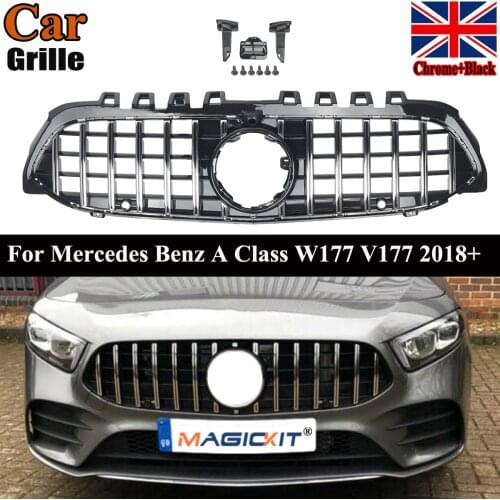 MagicKit For Mercedes A Class W177 AMG A35 A200 A250 2018-On Chrome Black Grille Grill