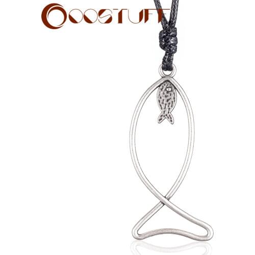 Fashion Women Silver Color Fish Pendant Necklaces Vintage Woman Accessories Gifts Jewelry Long Necklace for Valentines Day 2021