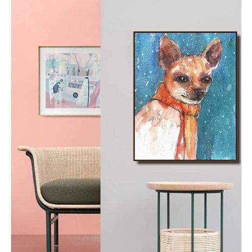 Modular Nordic Prints Wall Pictures Modern Home Decoration Abstract Blue Sketch Dog Poster Simple Style Canvas Painting