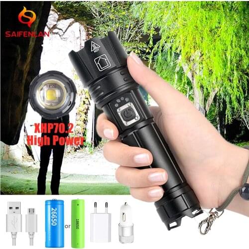 2020 New ZOOM XHP70.2 Powerful LED Flashlight Portable USB Rechargeable Tactical Torch Light 18650 26650 Led Camping Lamp