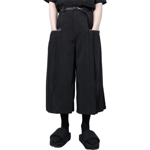 2021 mens Yamamoto large casual pants wide leg pants skirt pants dark pleated baggy pants