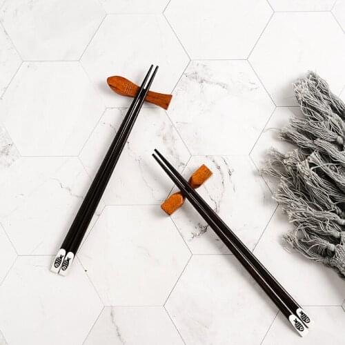 2pcs Set Cute Japanese Chopsticks Cartoon Household Solid Wood Chopsticks Thermal Transfer Nails Wooden Chopsticks