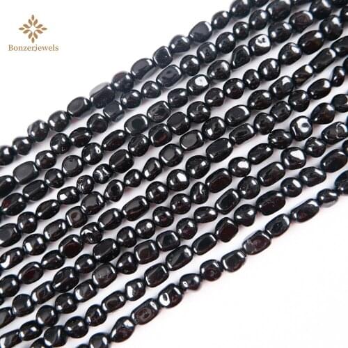 Natural Oval Shape Black Tourmaline Irregular Wholesale Gem Stone Beads For Jewelry Making DIY Bracelet Necklace 6-8mm15inch