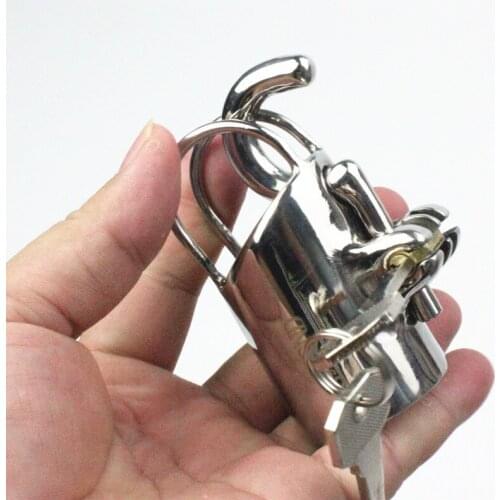 New Stainless Steel Puncture PA Chastity Lock Penis Rings Appeal Penis Sleeve Tube Chastity Devices Toys for Men BB2-2-329