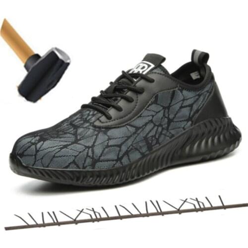 New Men Boots Fashion Safety Shoes Indestructible Air Mesh Fishing Sneakers Steel Toe Caps Anti-piercing Mens Work Shoes