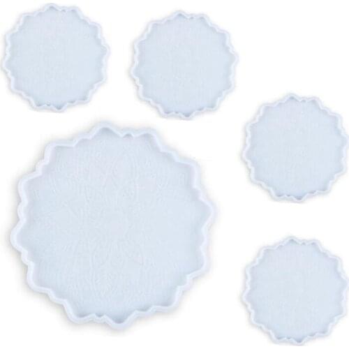 New DIY Crystal Epoxy Resin Mold Sunflower Coaster Silicone Mold 1 Pcs Large Resin Mold + 4 Pack Coaster Molds for Resin