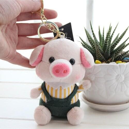 New kawaii cartoon cute Plush Pig backpack handbag keychain doll car accessories key chain bag charm women valentines day gift