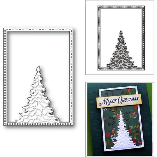 New Christmas Single Pine Tree Frame 2020 Metal Cutting Dies for DIY Scrapbooking Decor and Card Making Embossing Craft No Stamp