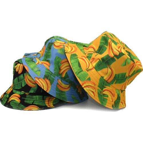 Bucket Hat Banana Men Women Summer Sun Beach Reversible Fruit Outdoor Fishing Accessory Teenagers Cap