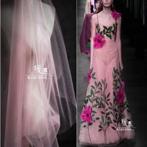 Pearlescent Tulle Fabric Pink DIY Scarf Veil Flower Background Decor Fluffy Skirt Wedding Dress Fashion Lace Designer Fabric