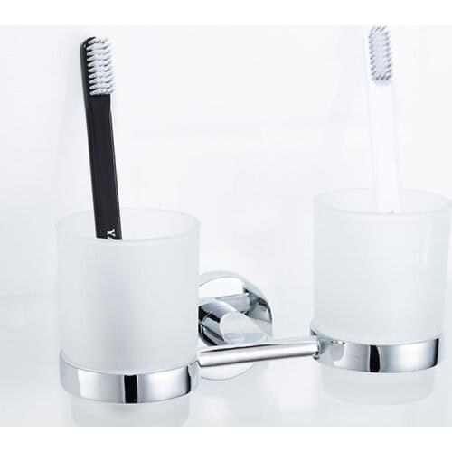 Mouthwash Cup Cup Holder Double Toothbrush Toothbrush Cup Holder Cup Wall-mounted Bathroom Accessories Bathroom Hardware Set
