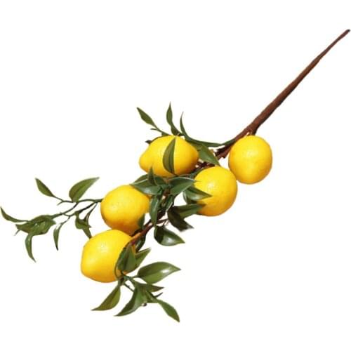 Fruit Props Artificial Lemon Bunch Realistic Vine 50cm Home Decor Wedding Party Imitation Plants