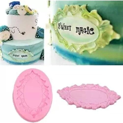 Silicone 3D Mirror Frame Fondant Mould Cake Decorating Chocolate Baking Mold