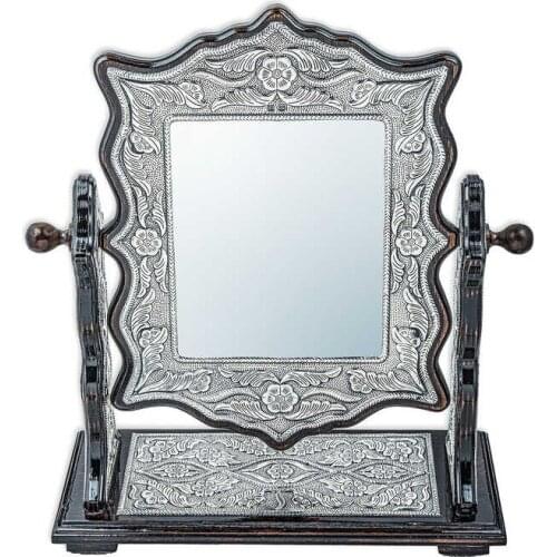 Silverlina Silver Flower Pattern Square Double Sided Mirror