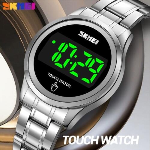 SKMEI Luxury Touch Screen Mens Watch Fashion Digital Clock For Male Gifts Steel Strap Waterproof Women Wristwatches reloj hombre