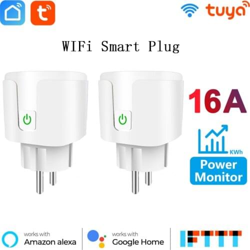 WiFi Smart Plug 16A EU Socket Tuya Smart Life APP Work with Alexa Google Home Assistant Voice Control Power Monitor Timing