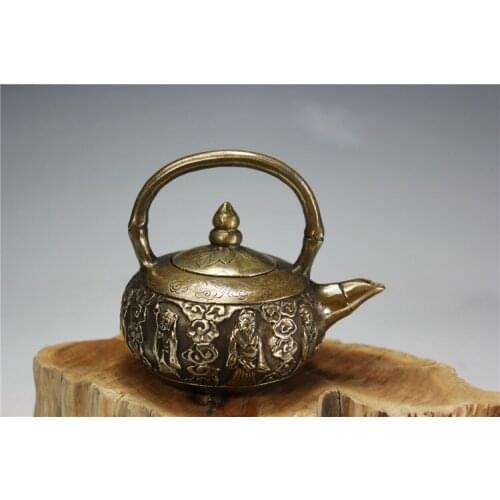 ANTIQUE BRONZE PURE COPPER OLD BRASS DRAGON TURTLE COPPER POT ORNAMENTS KETTLE TEAPOT BRONZE DECORATIVE MEN ART COLLECTION