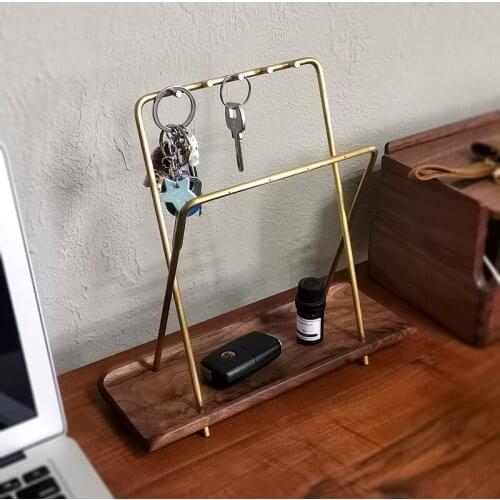 Jewelry display rack Walnut brass entry porch key storage rack desktop decoration