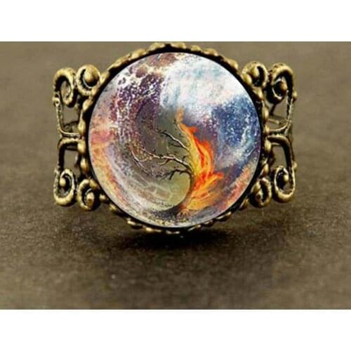 Steampunk Tree Ring Divergent Jewelry Glass Dome Ring men women gift free shipping