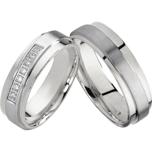 Unique Promise Wedding Band Men Ring fashion Jewelry White Gold Color Allainces Engagment Couples Rings for women