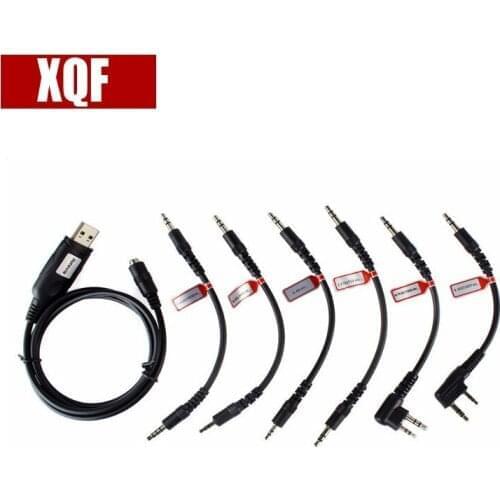 XQF 6 in 1 USB Programming Cable for Motorola YAESU HYT ICOM BAOFENG KENWO Two Way Radio With Programming Software