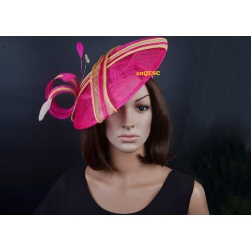 Big Sinamay fascinator hat Crin fascinator silk flowers fascinator &feathers for Tea Garden Royal Races Kentucky derby