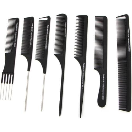 1Pc Black Plastic Fine-tooth Hairdressing Hair Style Salon Anti-static Comb Roller Brush and Hair Styling Comb for Wet Dry