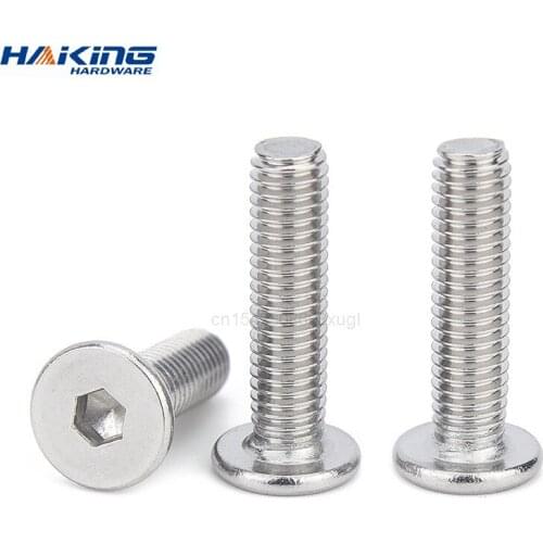 10/50pc CM M1.6 M2 M2.5 M3 M4 M5 M6 304 Stainless Steel Hex Hexagon Socket Ultra Thin Super Flat Wafer Head Allen Cap Screw Bolt