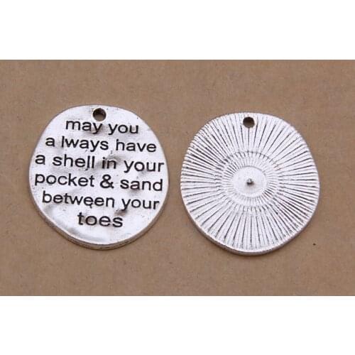 20pcs/lot 50*17mm Tibetan Style Beach Charm Carved May you always have a shell ... ,Alloy Beach Pendants For DIY Jewelry Making