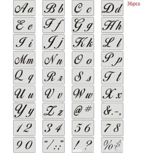 36pcs/set Letter Alphabet Stencil Wall Painting Wood DIY Drawing Template Craft