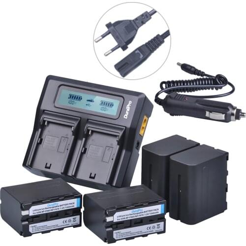 4Pcs 7200mAH NP-F970 NP-F960 NP F960 Battery + Ultra Fast 3X fast LCD Dual Charger for Sony F930 F950 F770 F570 F970 CCD-RV100