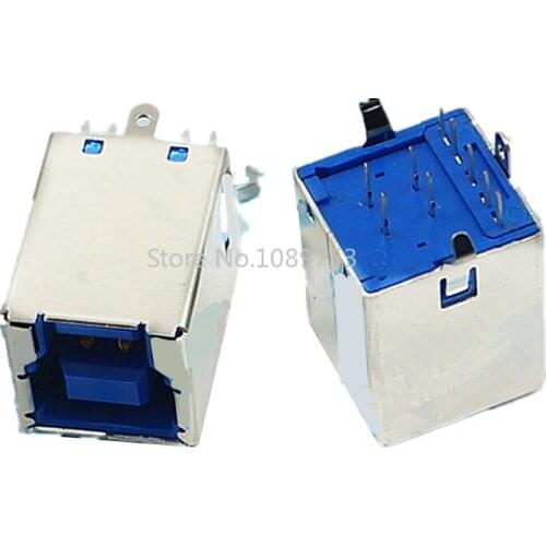 5pcs USB 3.0 B female Adapter Connector Plug Socket USB 90 degree USB3.0 B Type steel Printer Connector Printing Plug