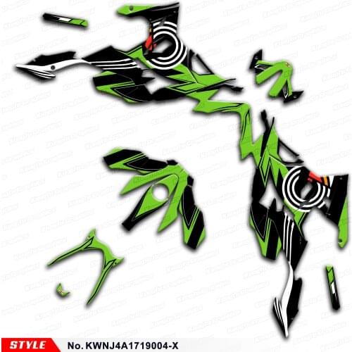Aftermarket Custom Decals Sport Bike Stickers for Ninja 250 400 ABS 2017 2018 2019 2020 2021 Style No.KWNJ4A1719004-X, Green